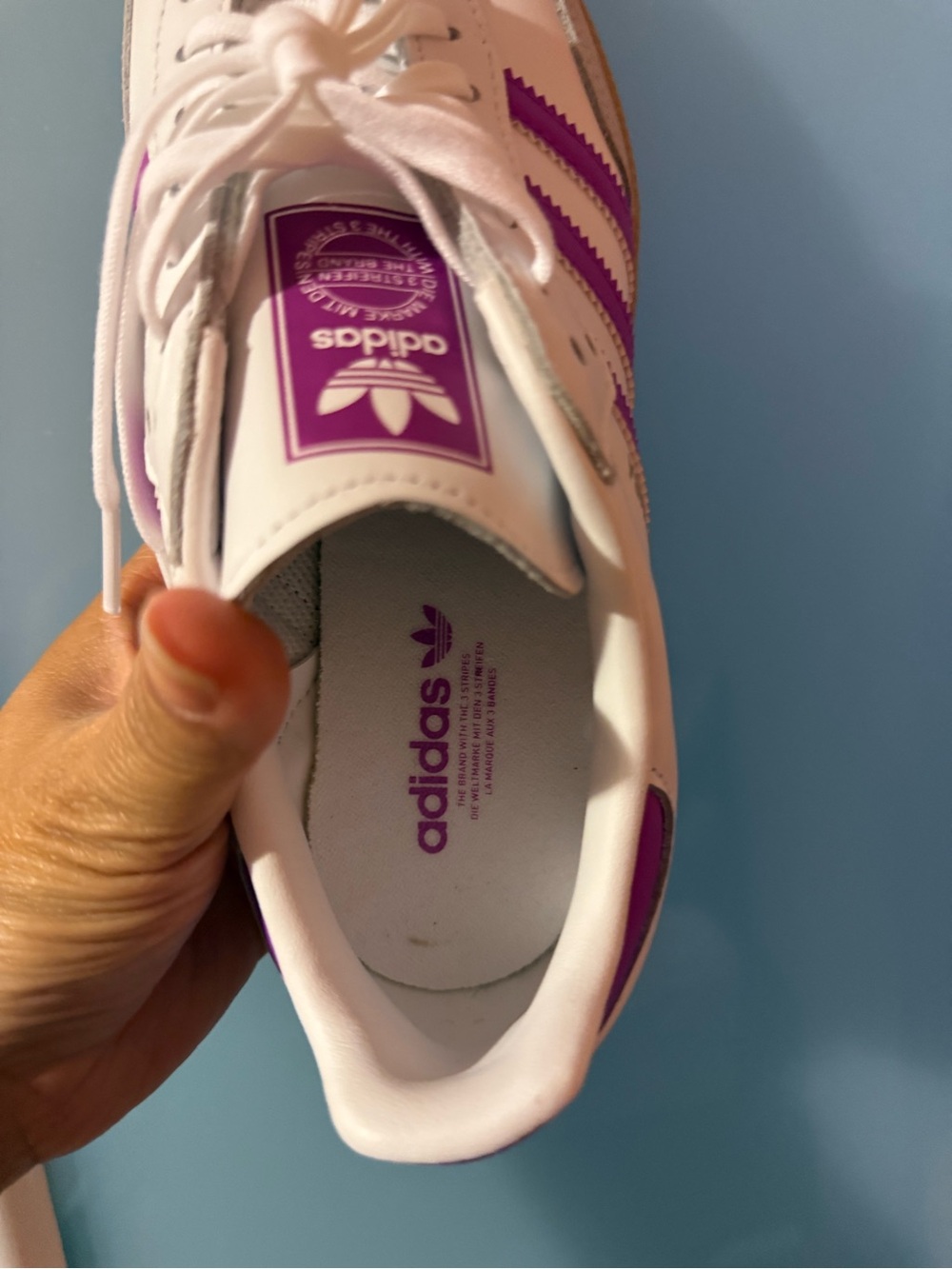adidas Samba OG J White with Purple Accent Sneakers New IH 2873 (unisex) - Picture 14 of 15